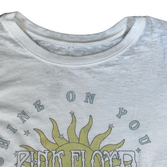 RECYCLED KARMA Pink Floyd Shine on You Puff Sleeve Crop Top Women's Large - Picture 3 of 10